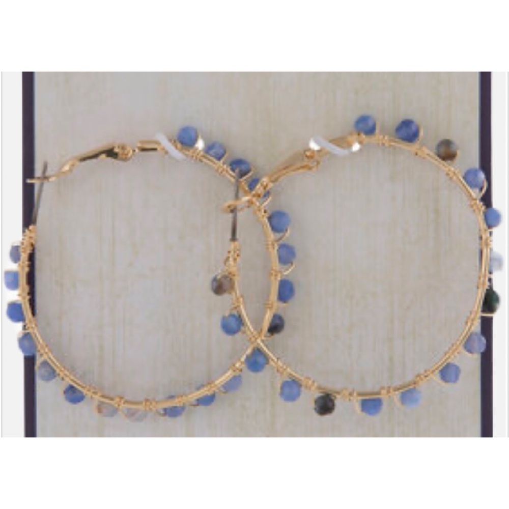 Hoop Blue Agate Earrings
